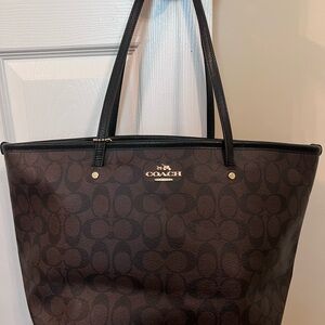 Coach Brown and Black Monogram Tote